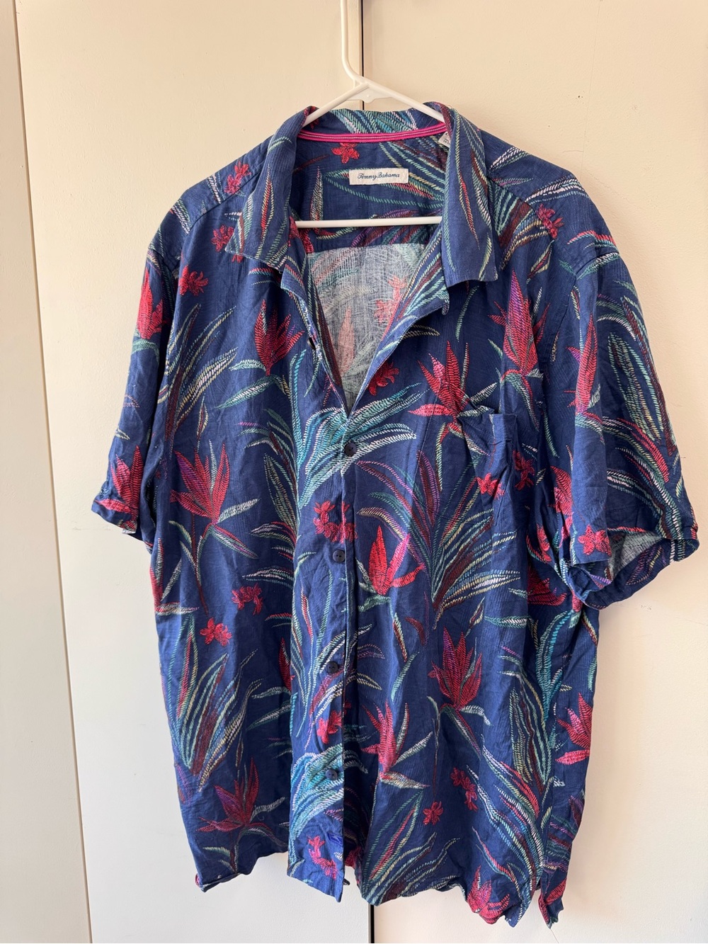 Tommy Bahama Blue Tropical Print Short-Sleeve Button Shirt
